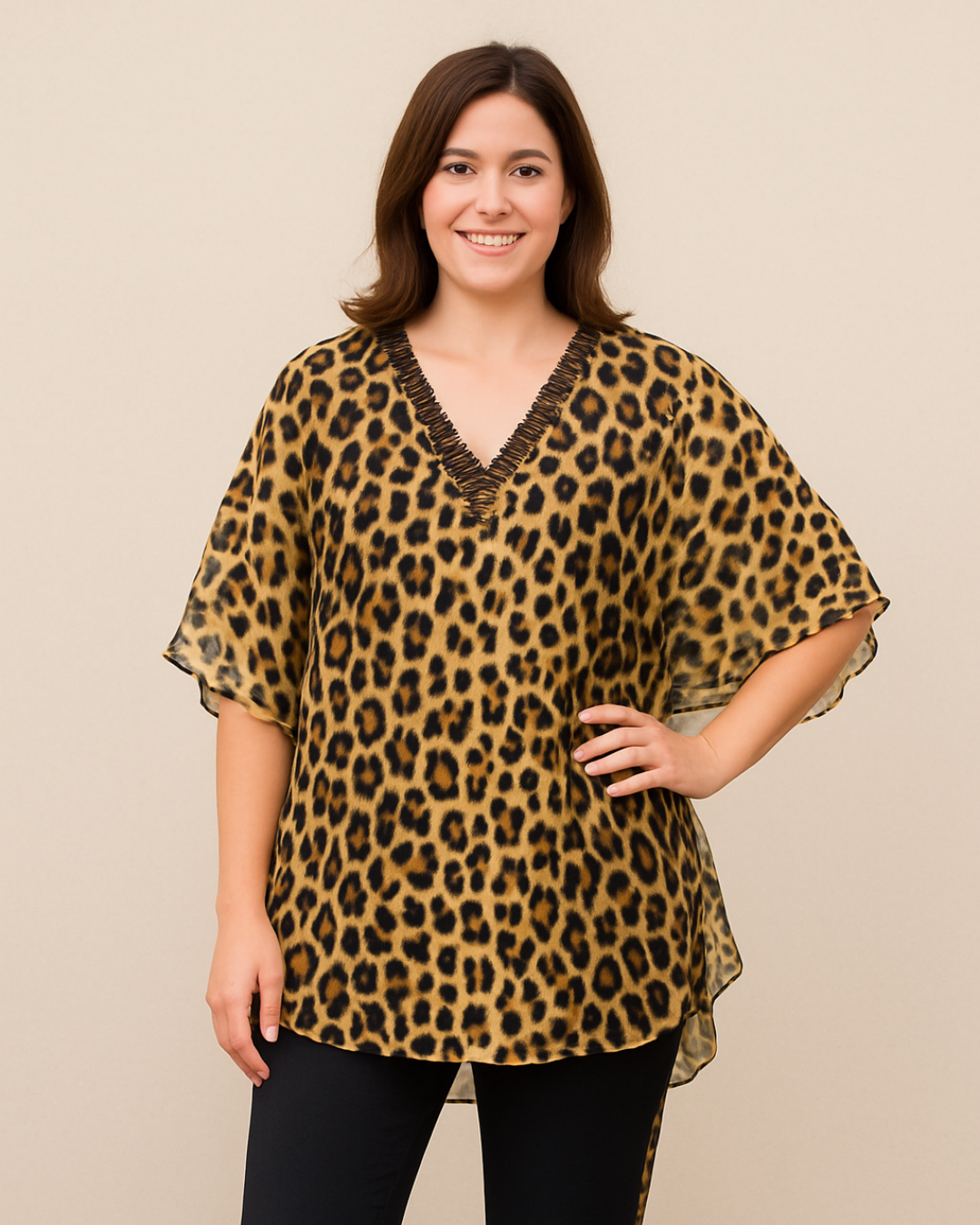 Two-piece set with leopard print