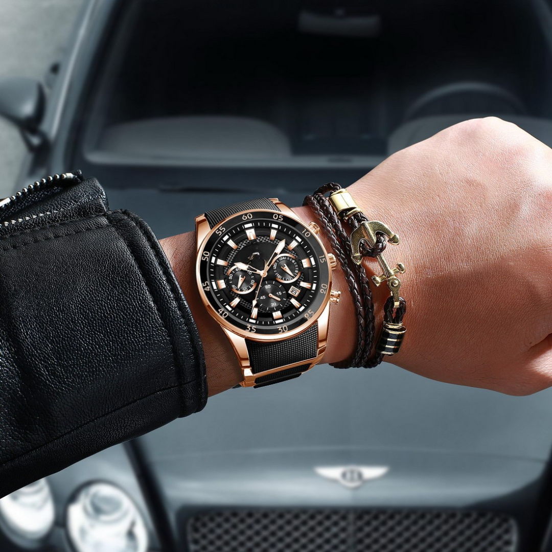 Multifunctional water-resistant quartz watch for men
