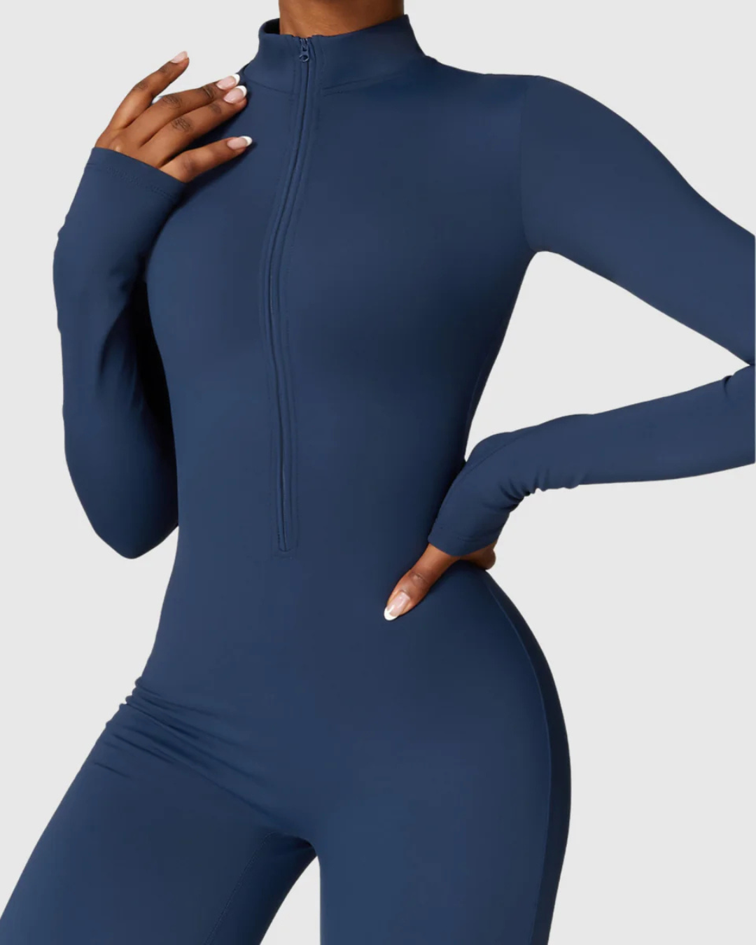 Women's Long-Sleeved Sports Jumpsuit with Zipper
