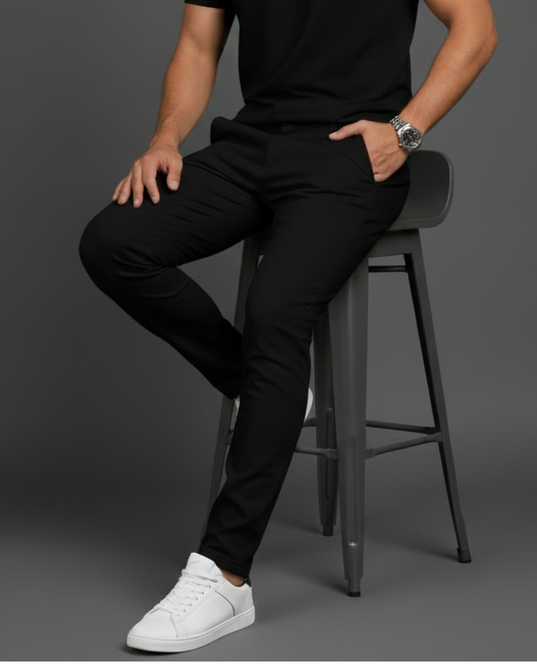 Men's Plain Slim Casual Trousers
