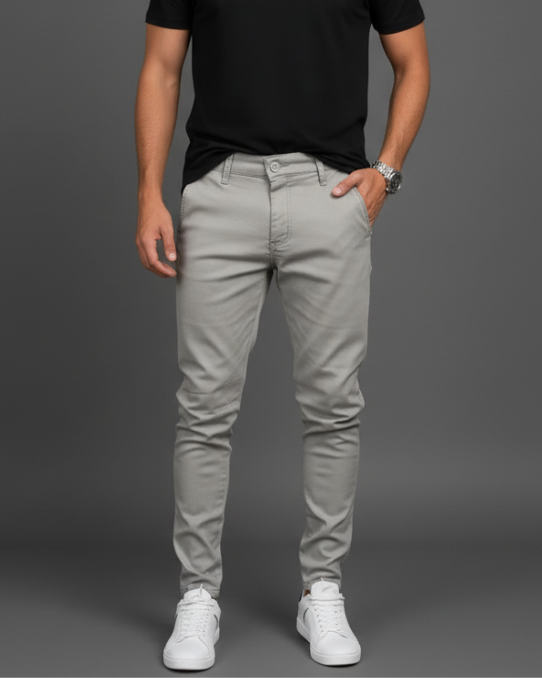 Men's Plain Slim Casual Trousers