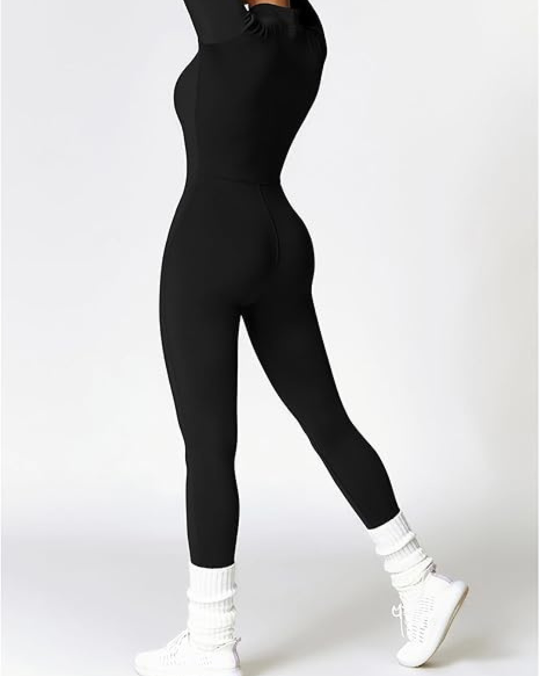Women's Long-Sleeved Sports Jumpsuit with Zipper