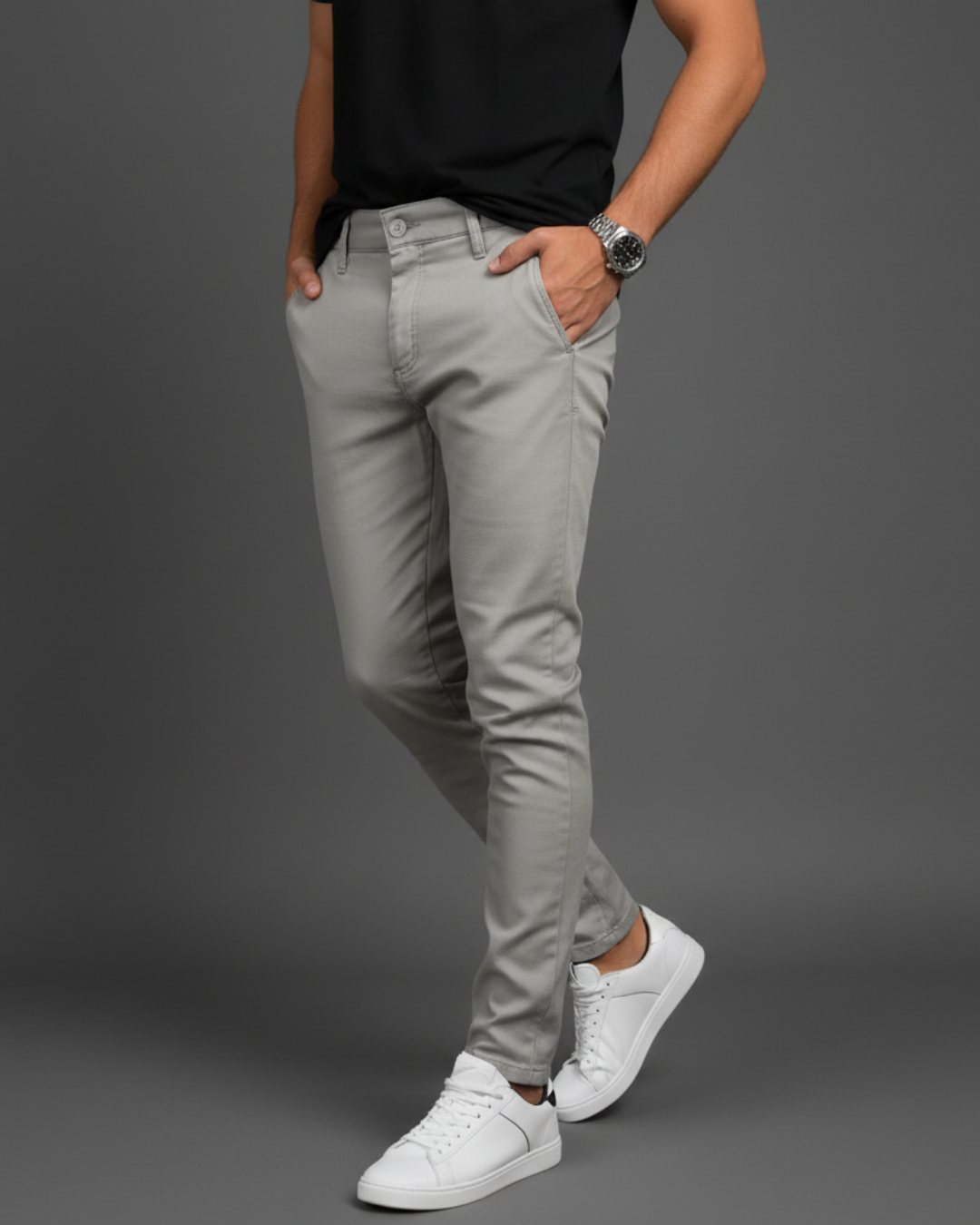 Men's Plain Slim Casual Trousers