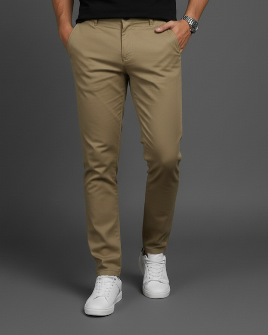Men's Plain Slim Casual Trousers