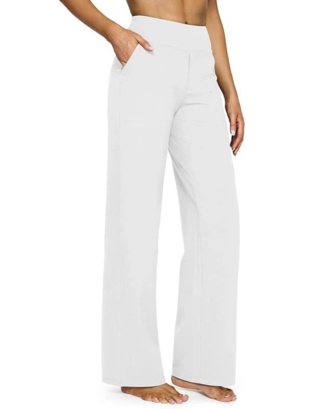 Elegant straight-cut high-waisted pants with stretch fabric