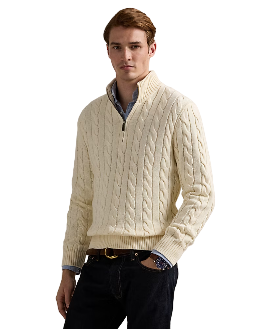 Men's Cotton Knit Sweater with Zip