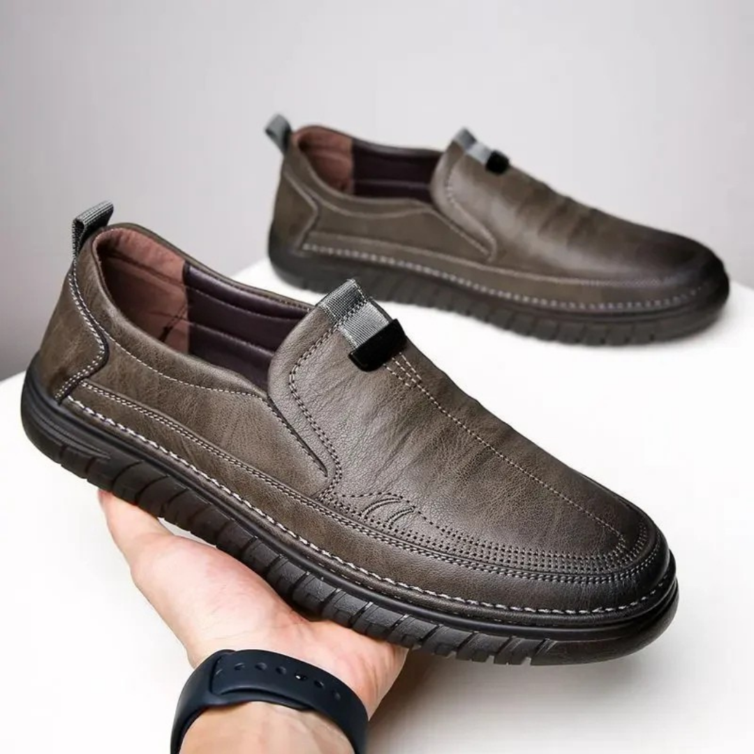Genuine leather loafers for men with classic design and non-slip outsole