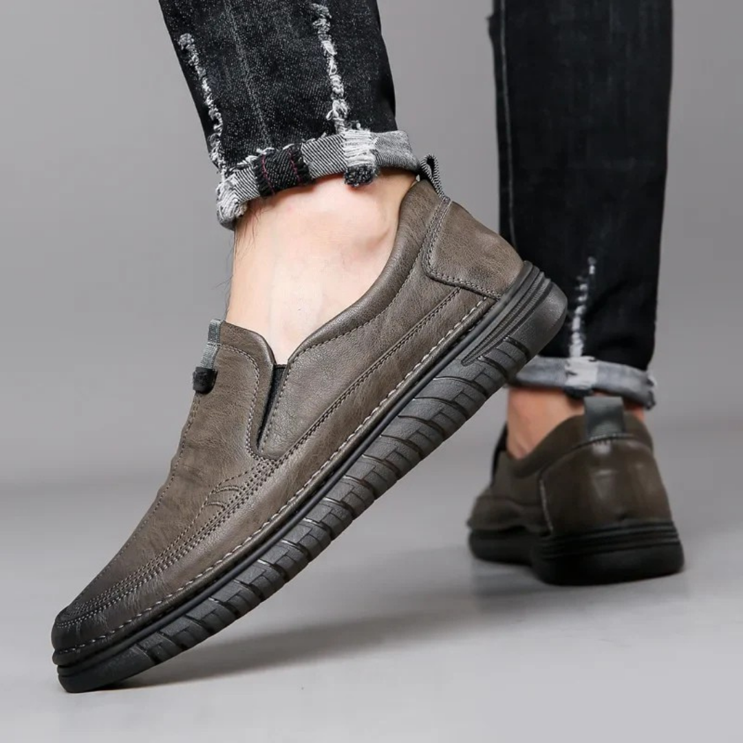 Genuine leather loafers for men with classic design and non-slip outsole