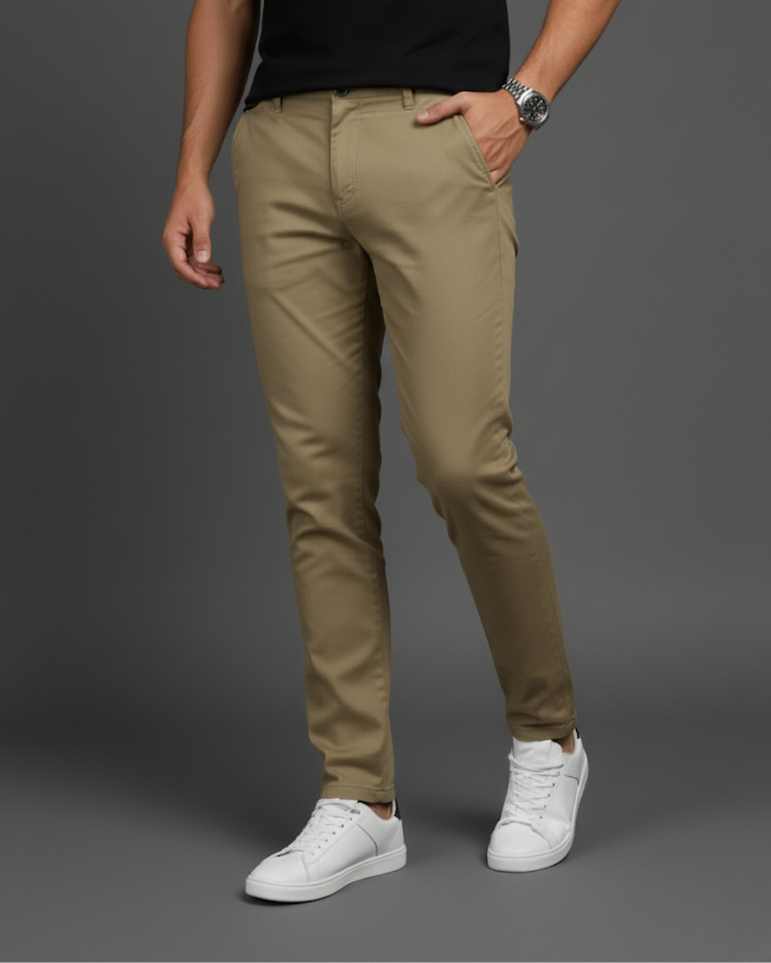 Men's Plain Slim Casual Trousers