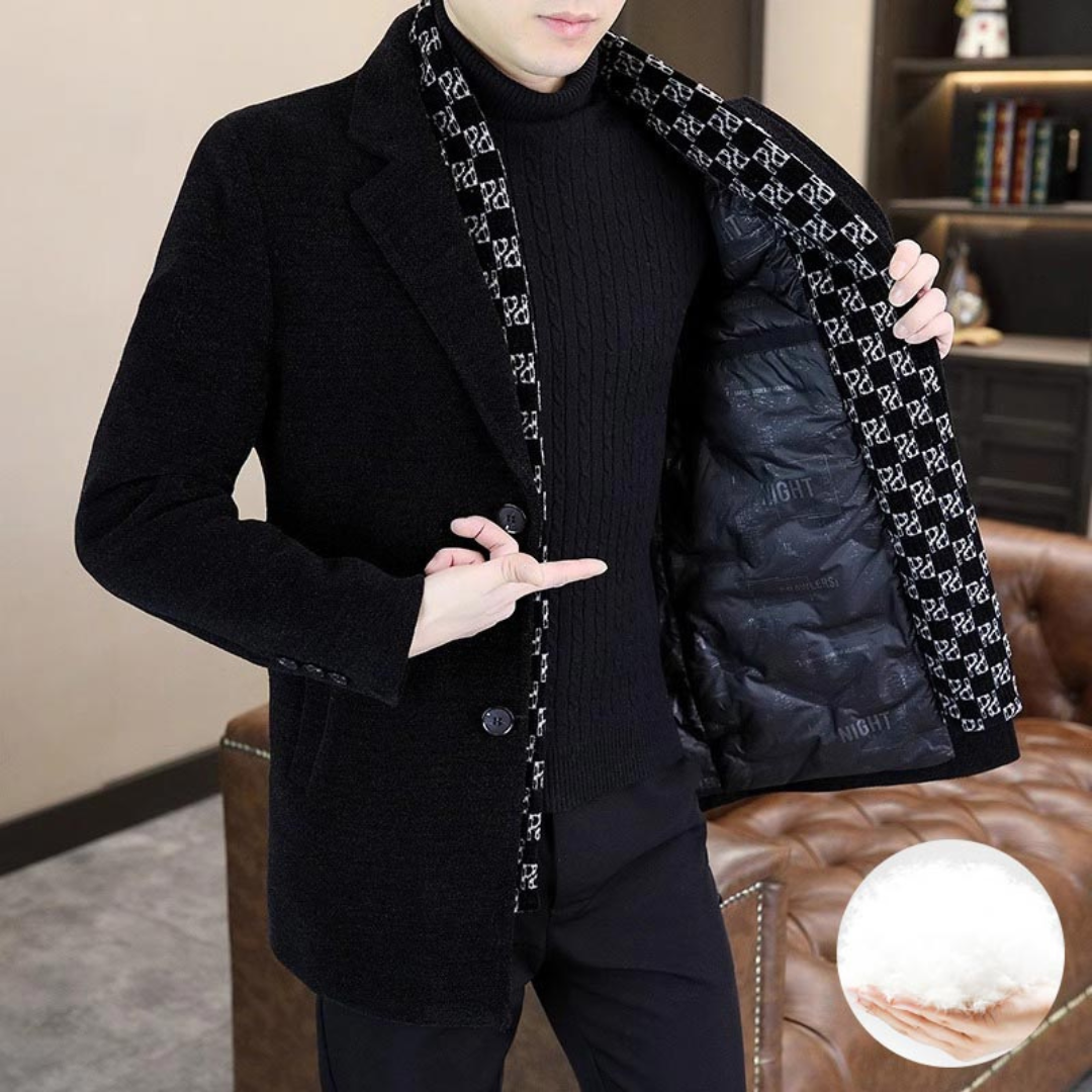 Classic Men's Coat with Feather Lining