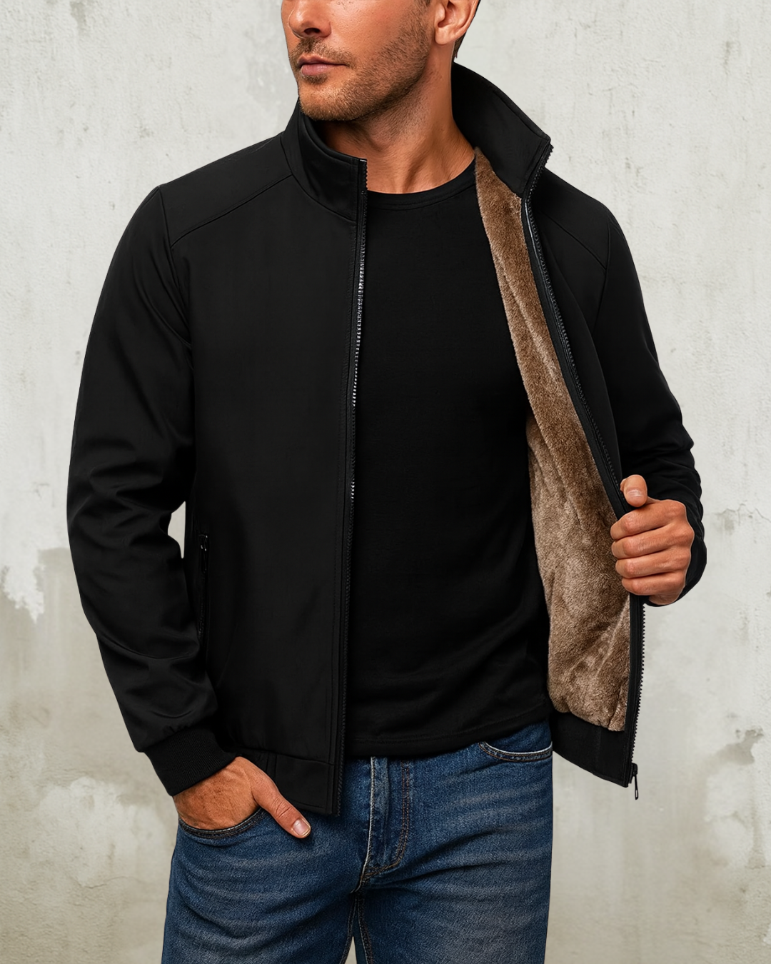 Wrinkle-resistant jacket with soft inner lining for men