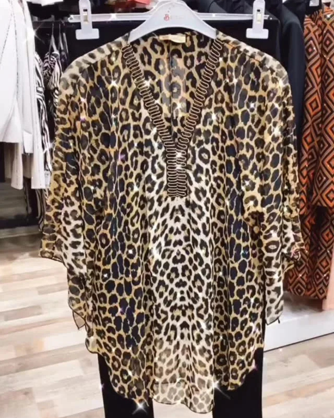 Two-piece set with leopard print
