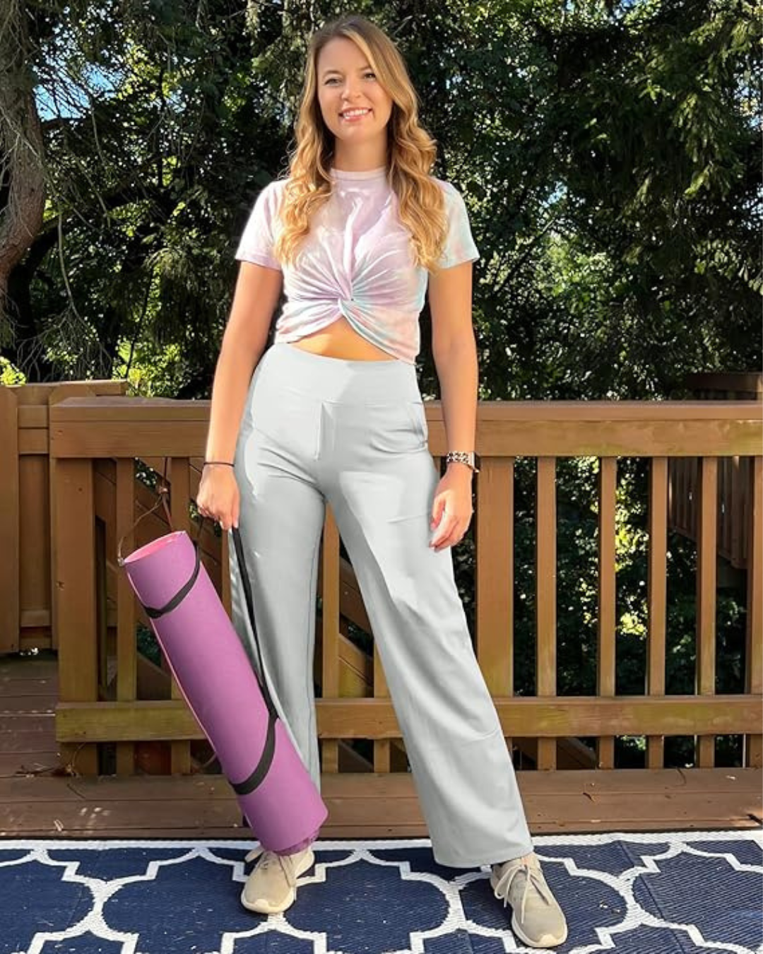 Women's High Waist Loose Fit Stretch Pants