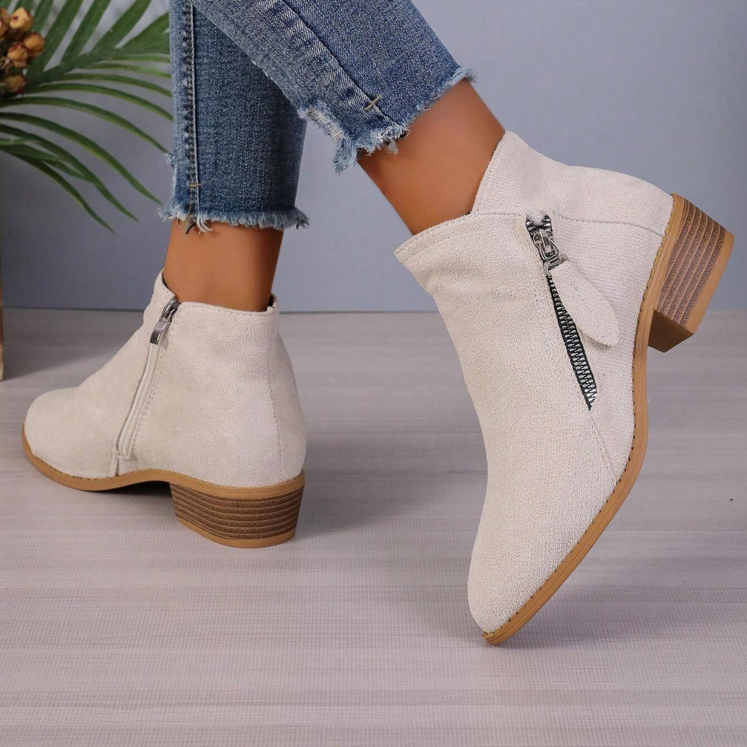 Mid-calf boots for women with side zip