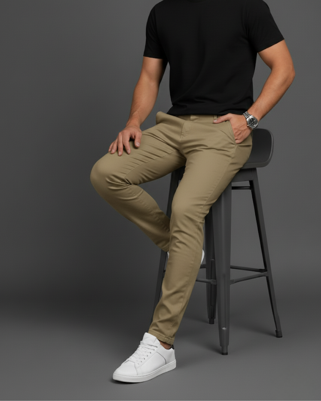 Men's Plain Slim Casual Trousers