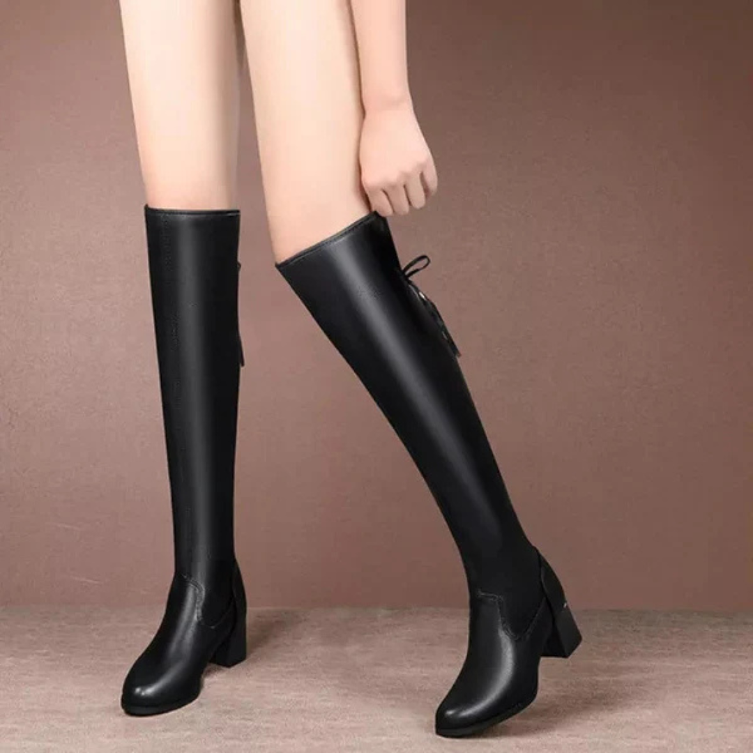 Women's elasticated knee-high boots