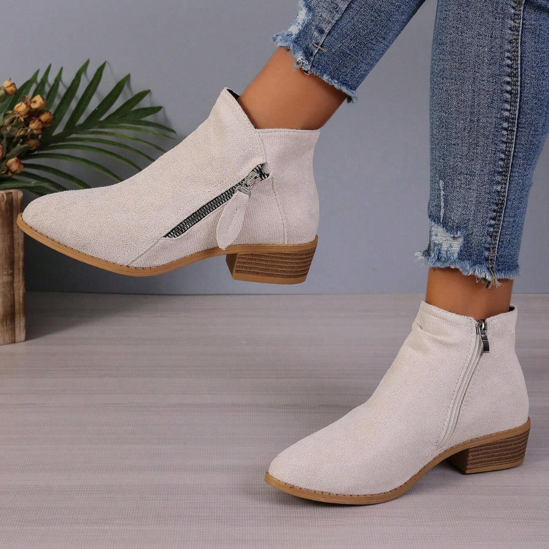 Mid-calf boots for women with side zip