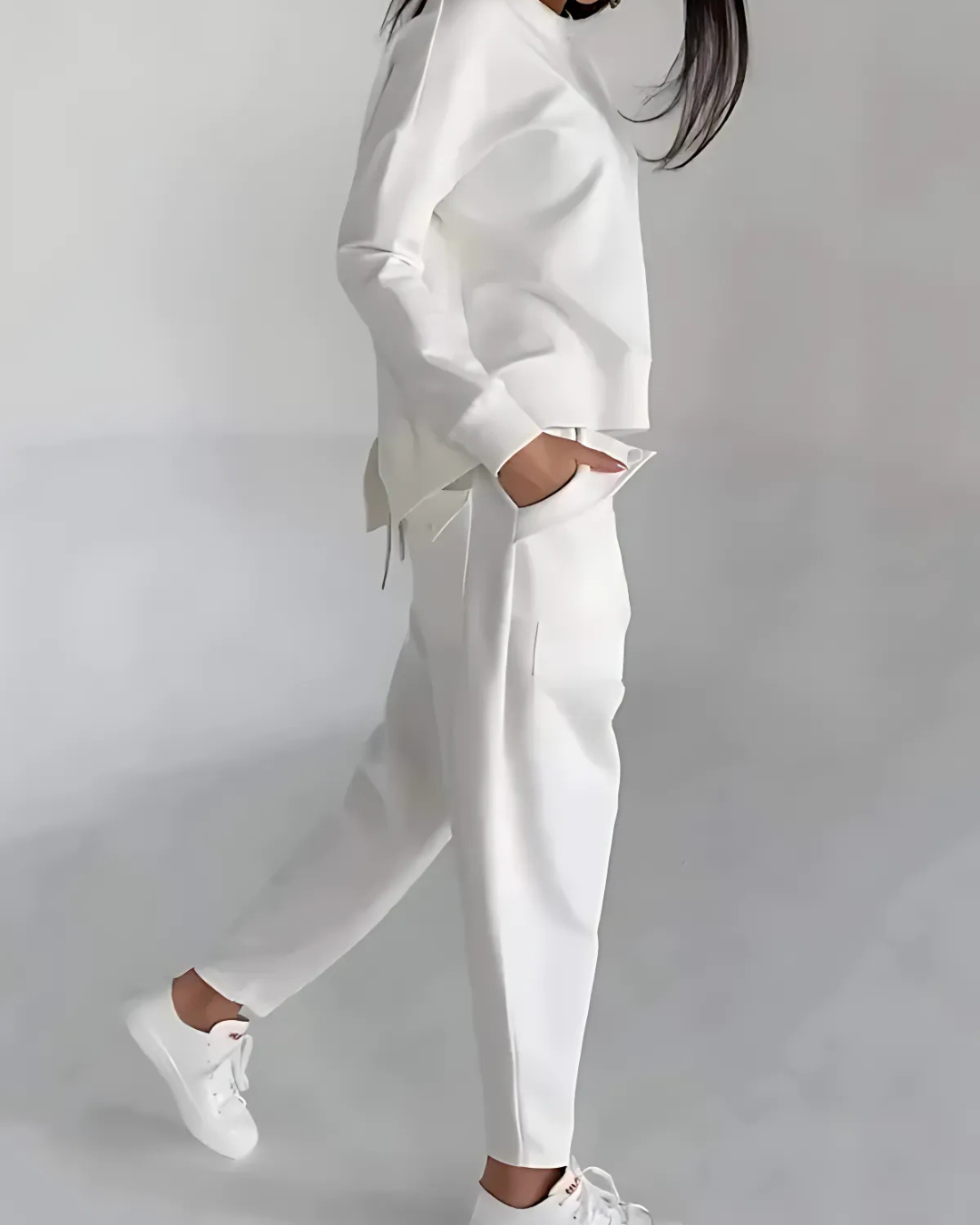 Casual Two Piece Set with Round Neck and Long Sleeves