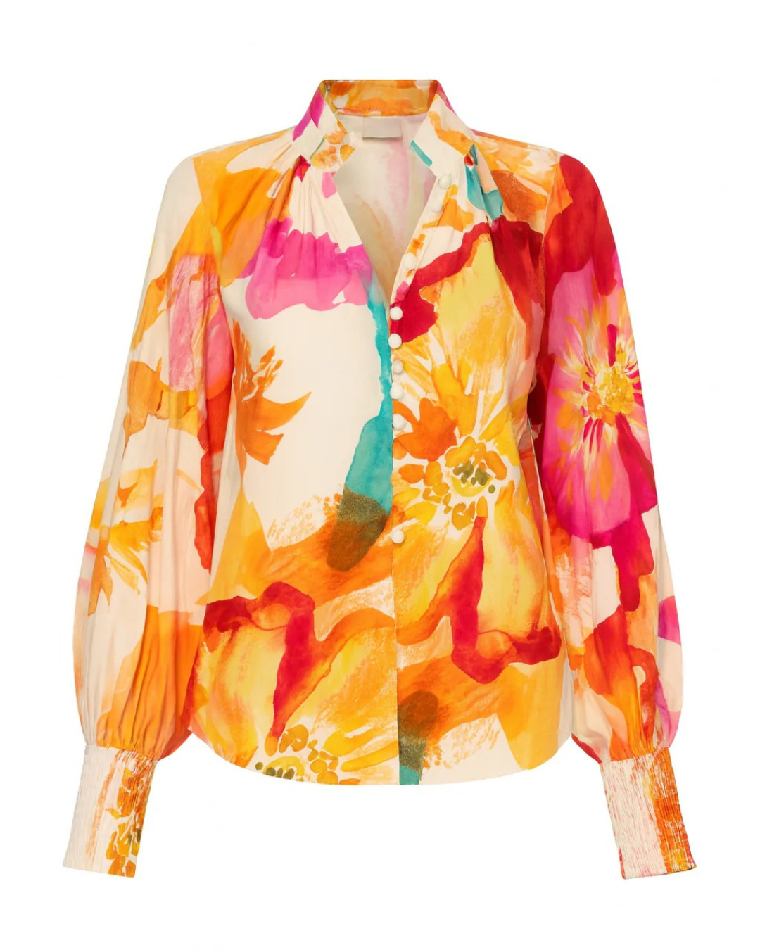 Loose V-neck Blouse with Long Sleeves