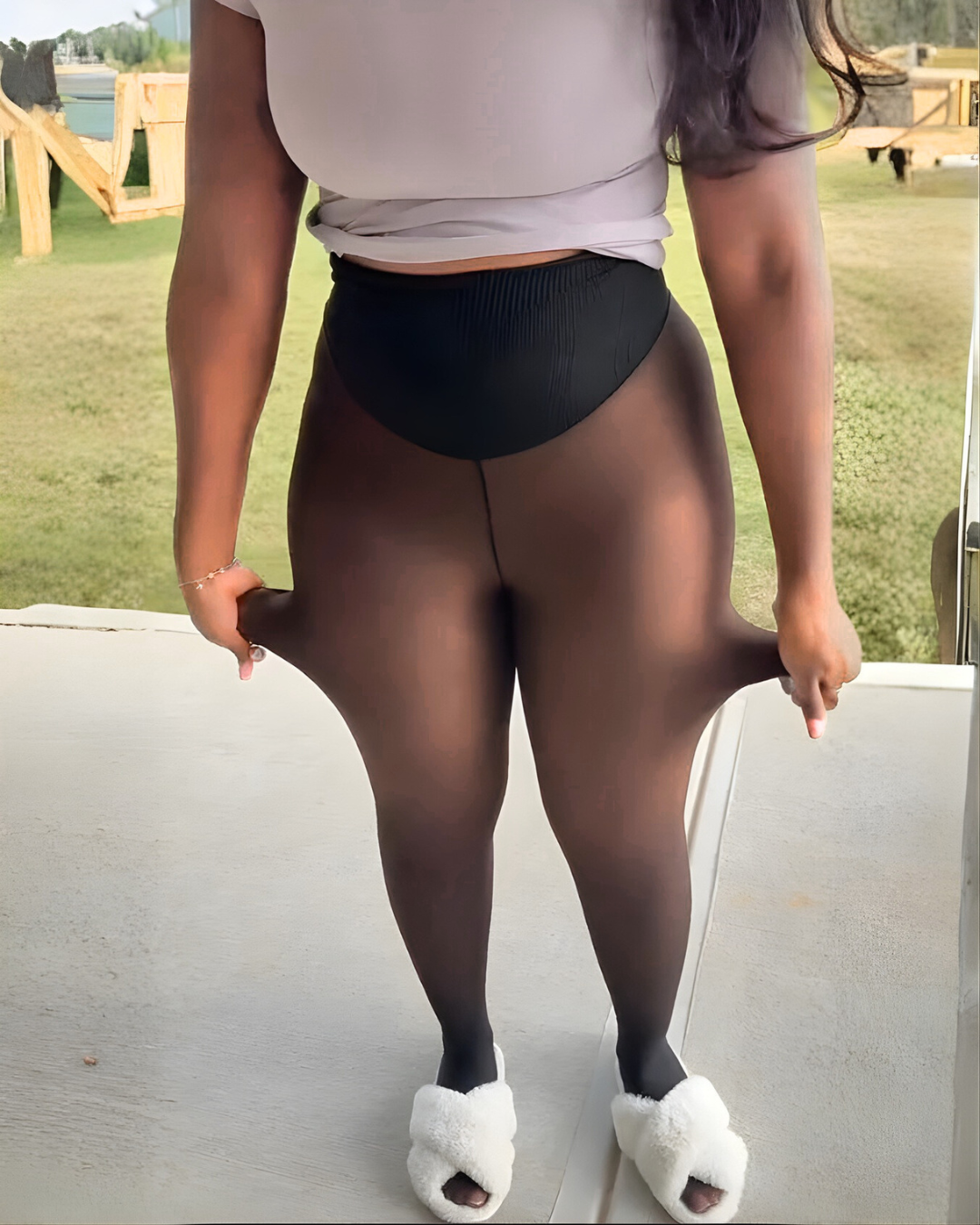 Thermal Shaping Leggings with Sheer Effect for Women