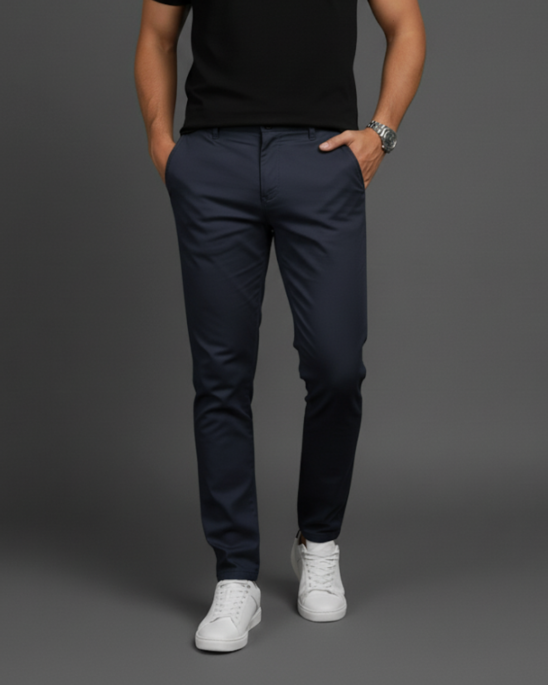 Men's Plain Slim Casual Trousers