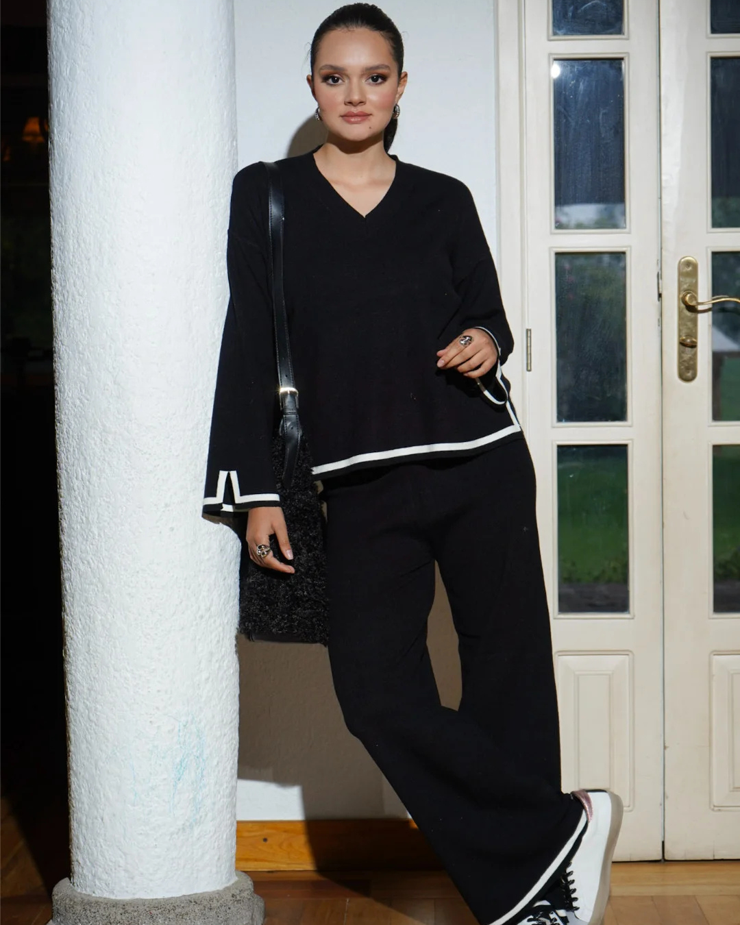 Women's Soft Knit V-Neck Pant Set