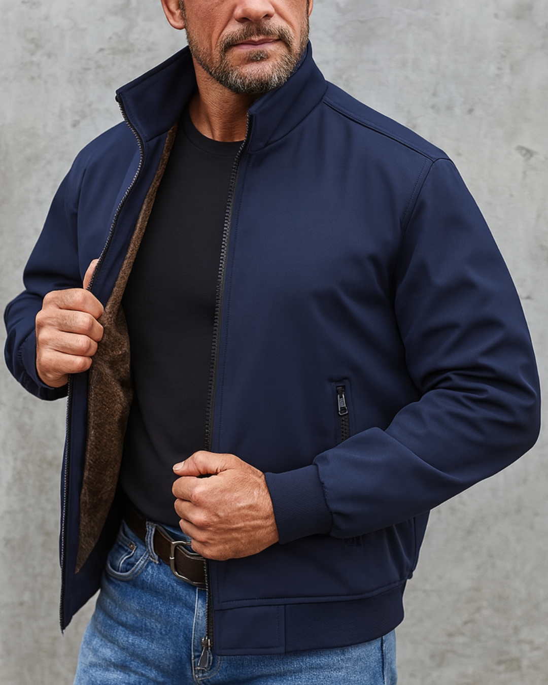 Wrinkle-resistant jacket with soft inner lining for men