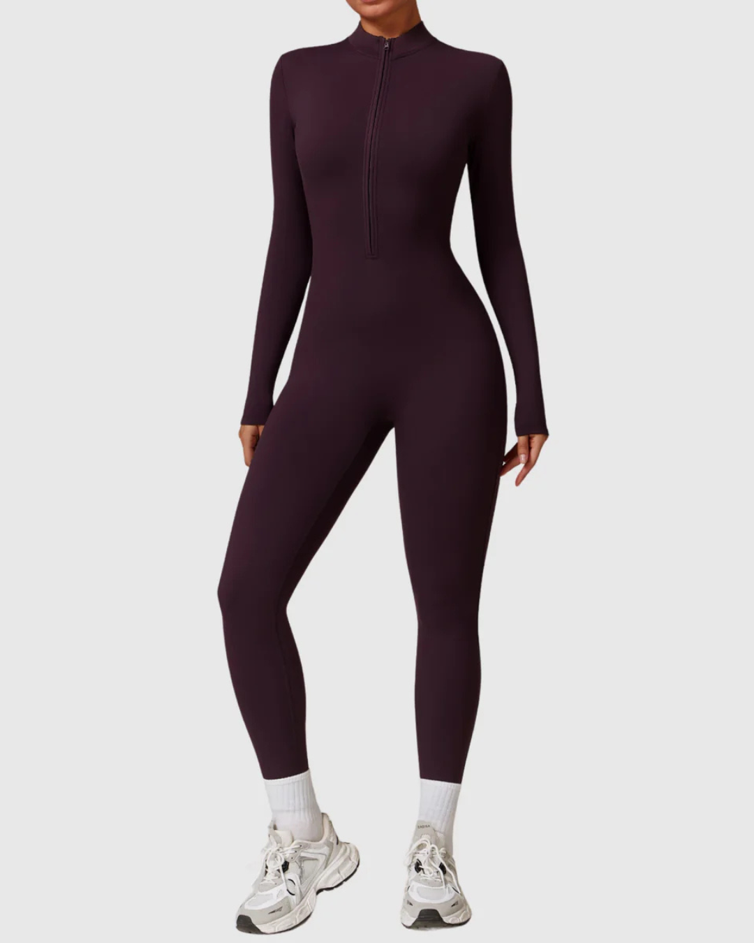 Women's Long-Sleeved Sports Jumpsuit with Zipper