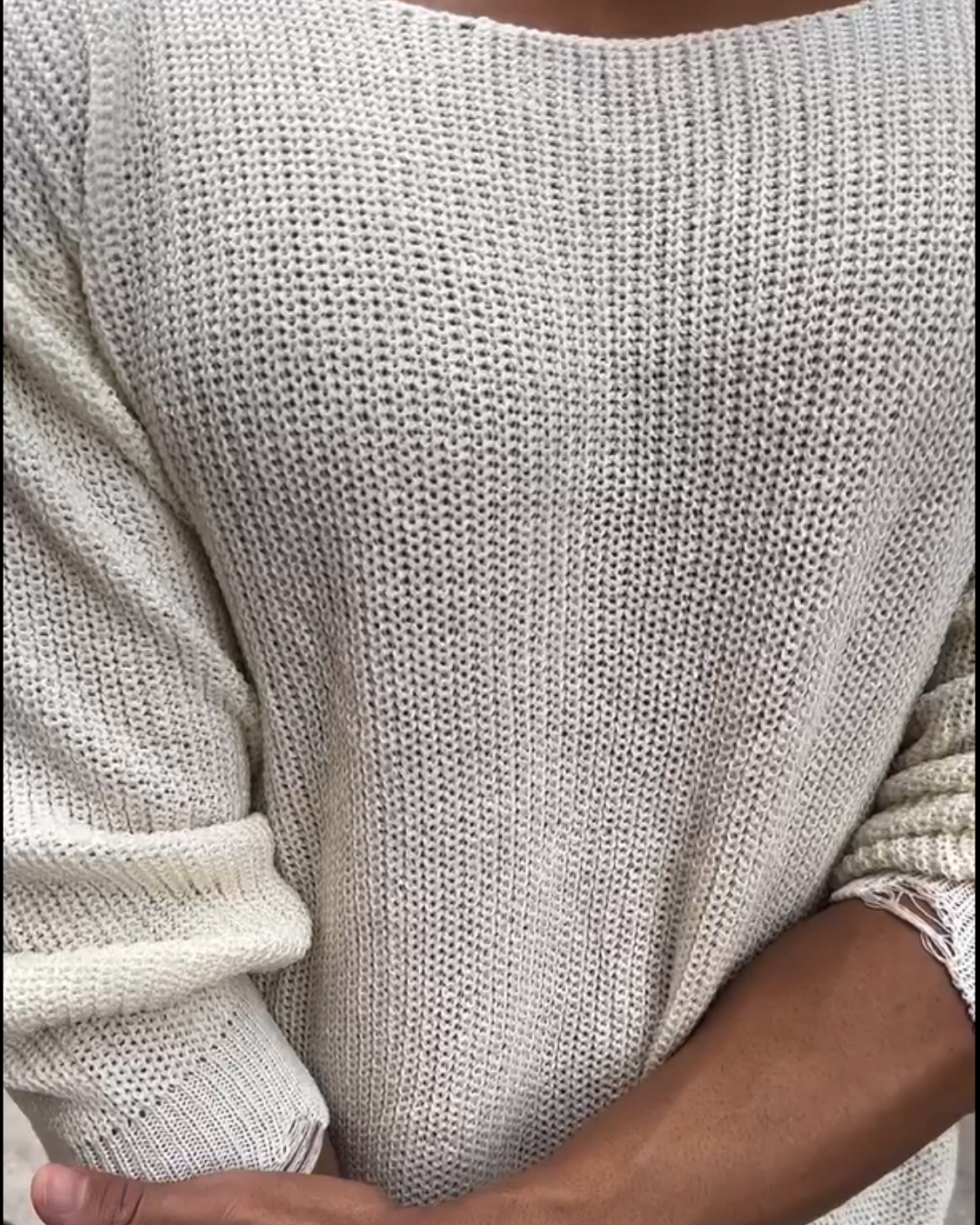 Men's Loose Fit Long Sleeve Oversized Crew Neck Sweater