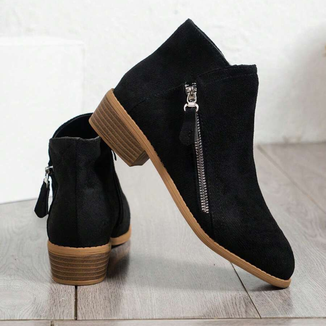 Mid-calf boots for women with side zip