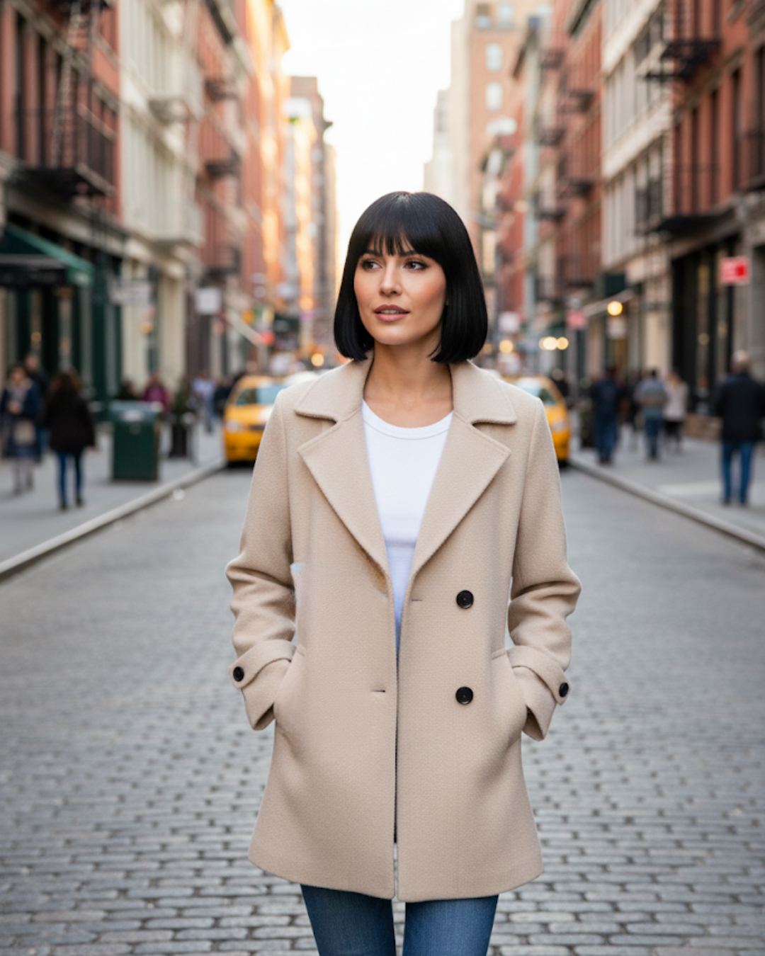 Stylish casual autumn coat with fitted collar for women