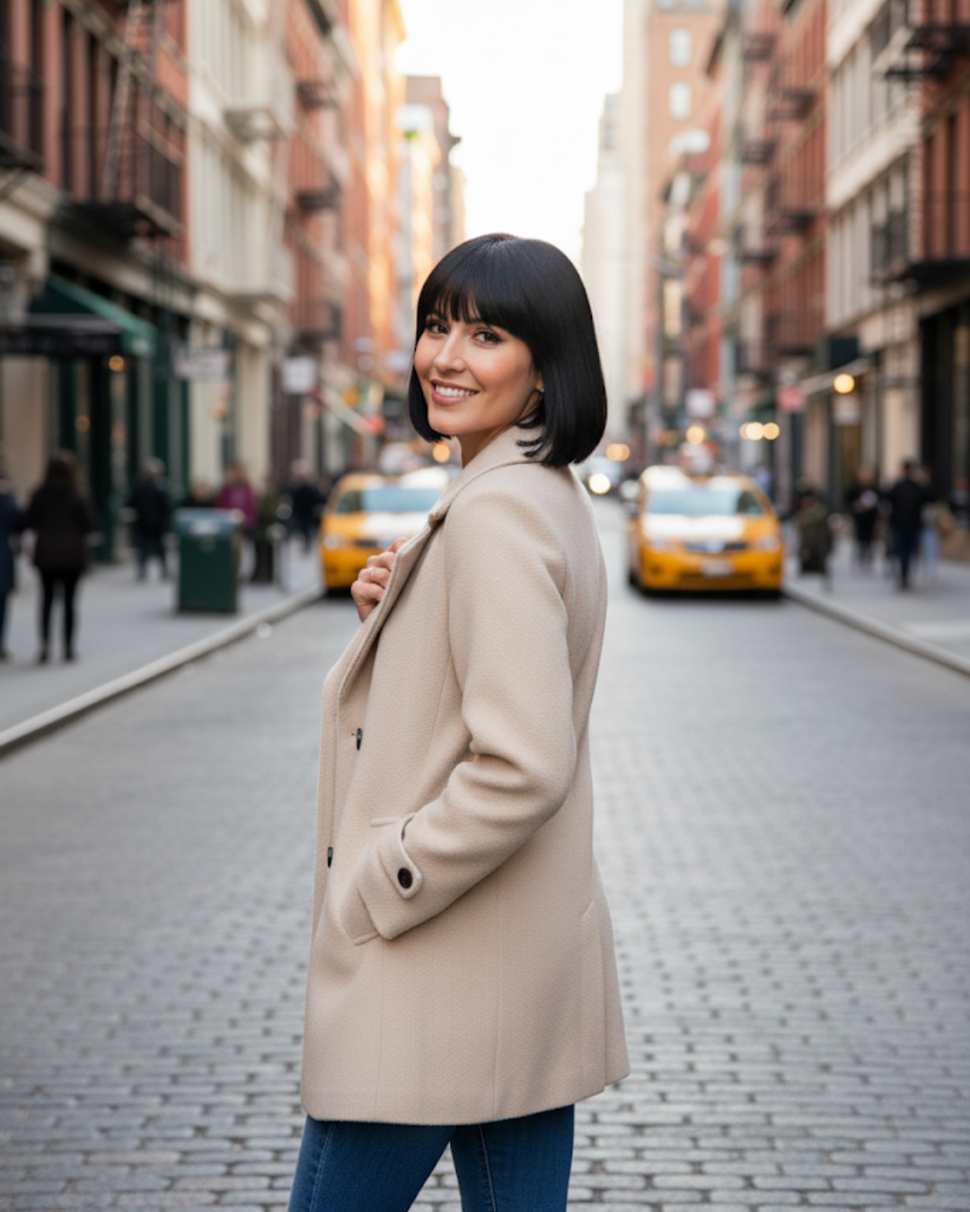 Stylish casual autumn coat with fitted collar for women