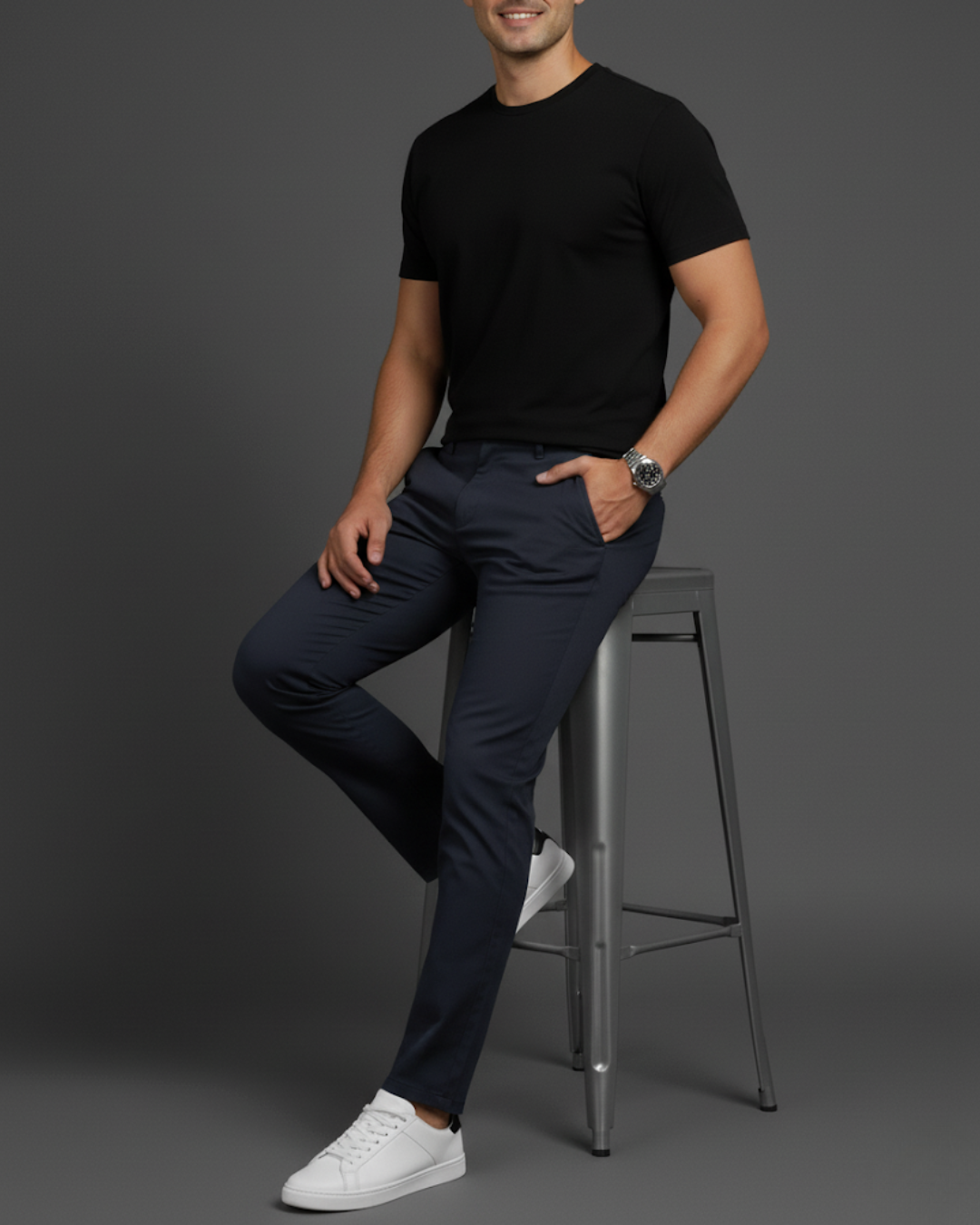 Men's Plain Slim Casual Trousers