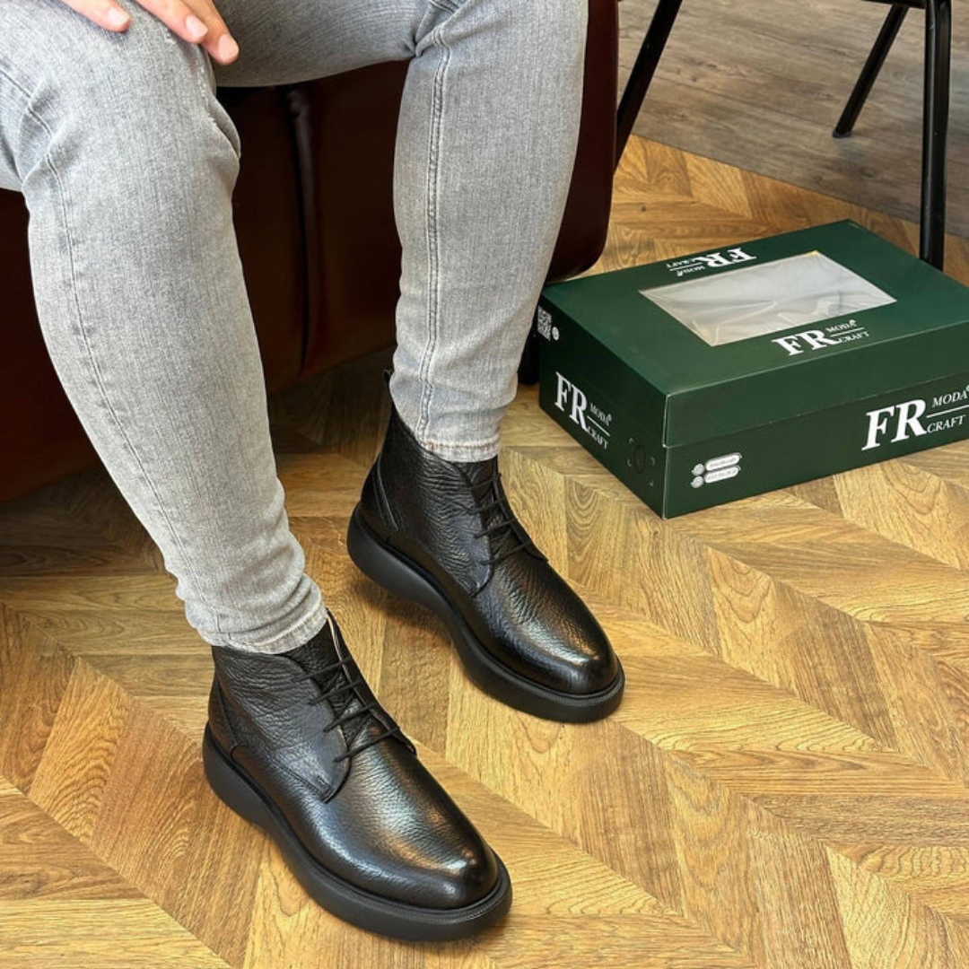 Men's Rough Textured Leather Boots