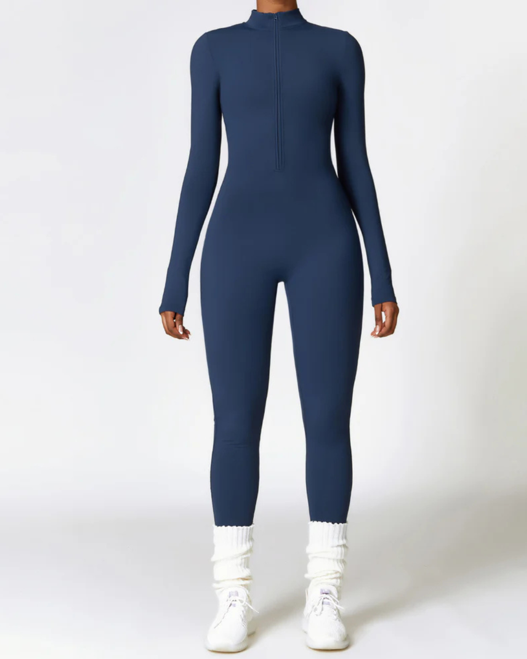Women's Long-Sleeved Sports Jumpsuit with Zipper