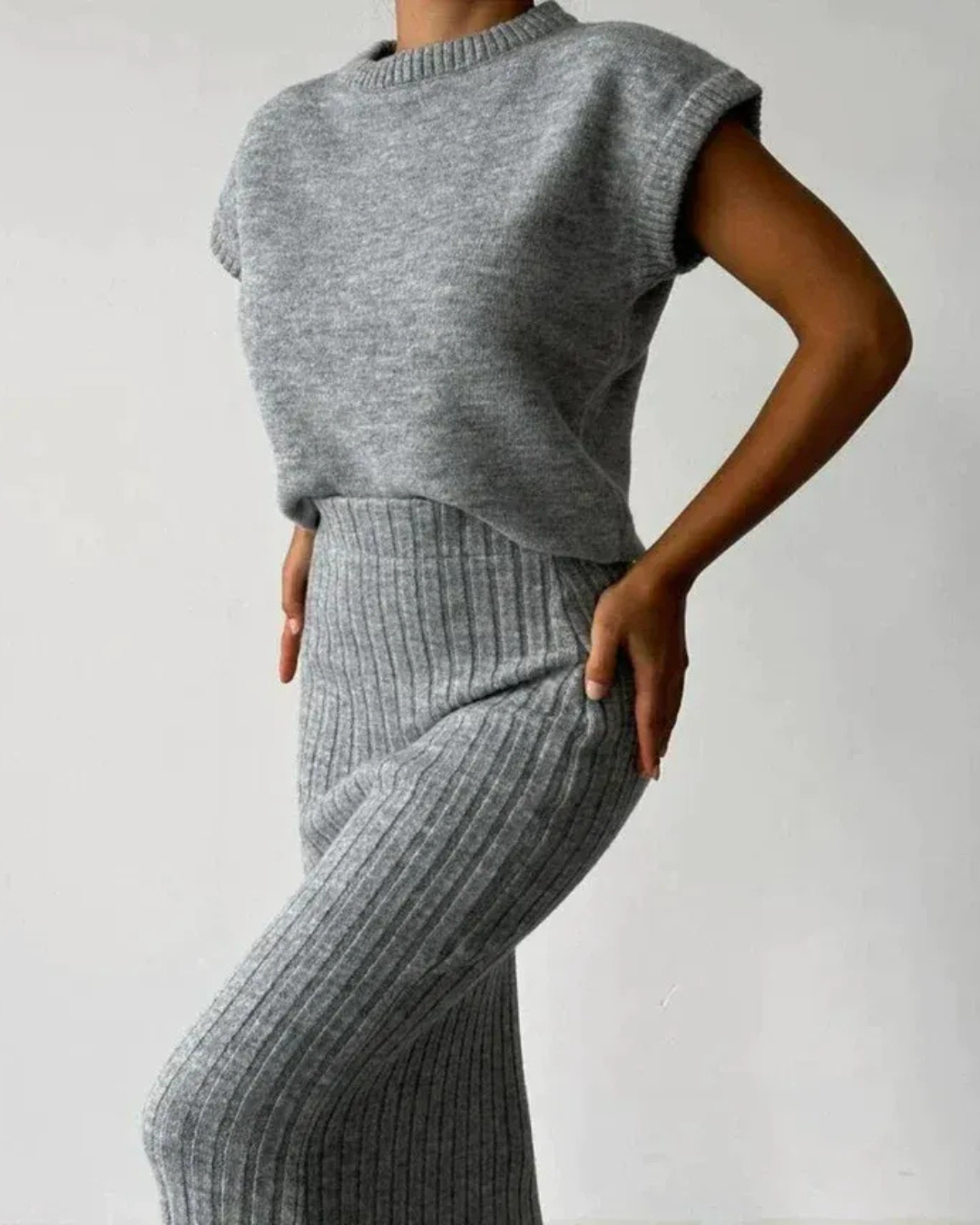 Sleeveless top and long fitted skirt set for women