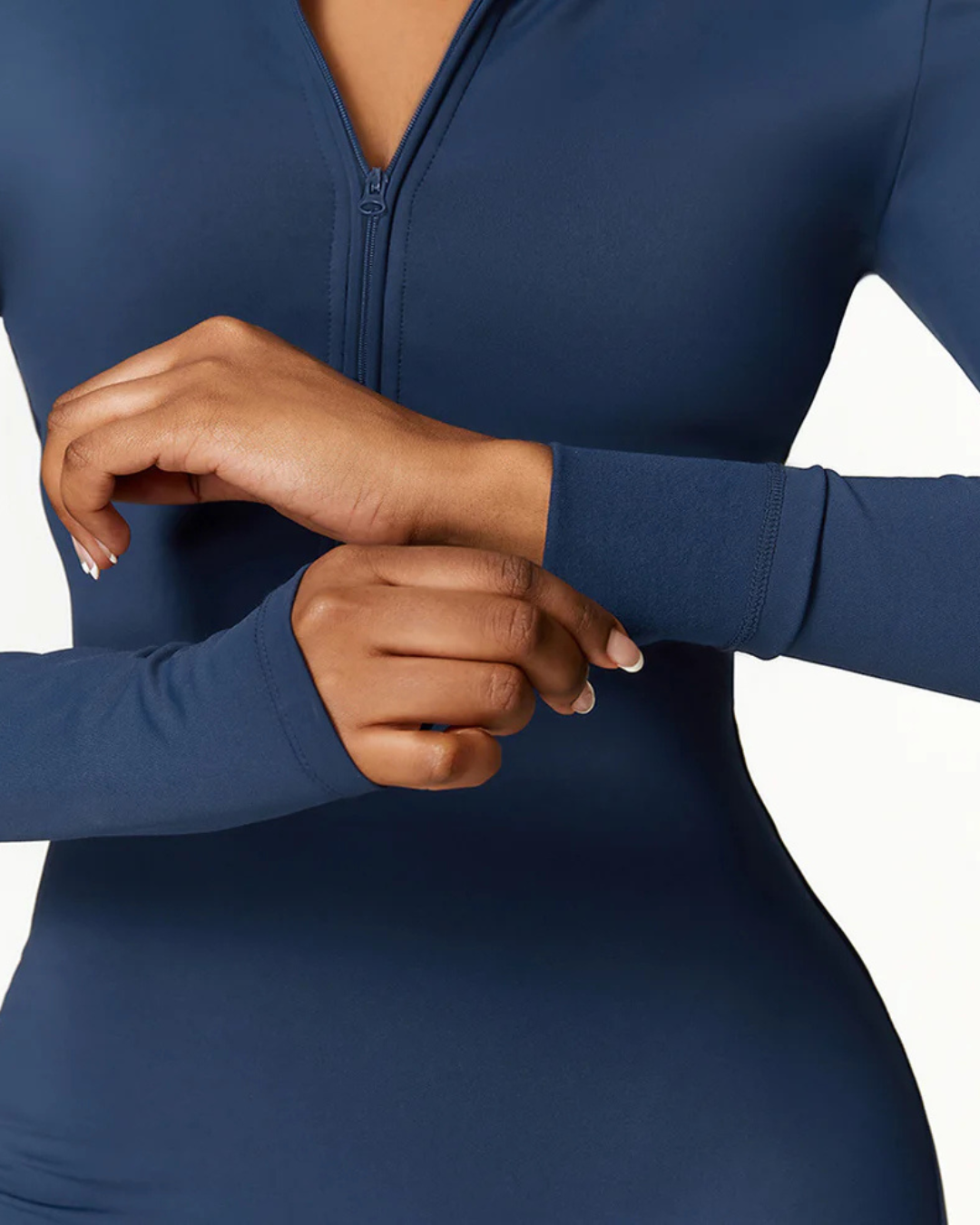 Women's Long-Sleeved Sports Jumpsuit with Zipper