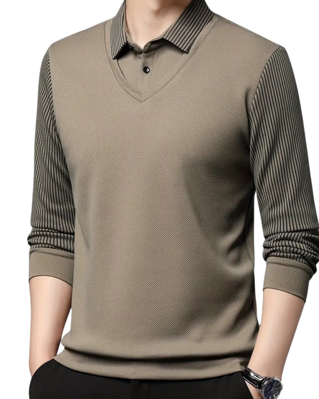 Men's Striped Fake Collar Two-Piece Shirt