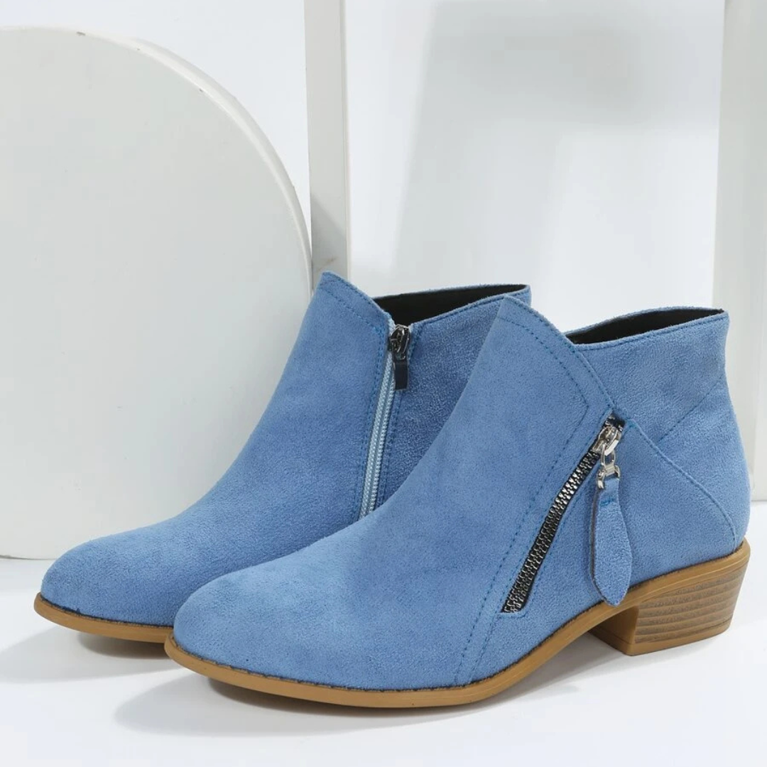 Mid-calf boots for women with side zip