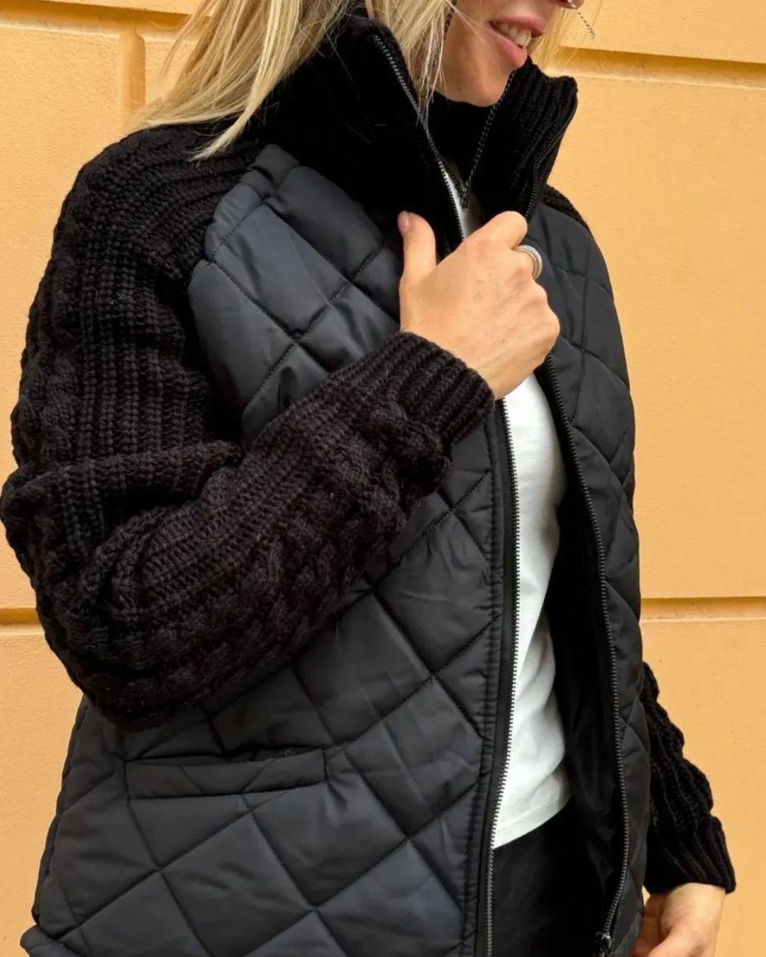 Casual long-sleeved coat with zip fastening for women