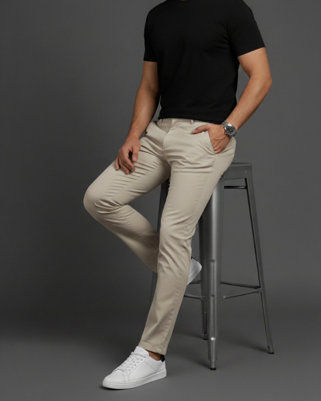 Men's Plain Slim Casual Trousers