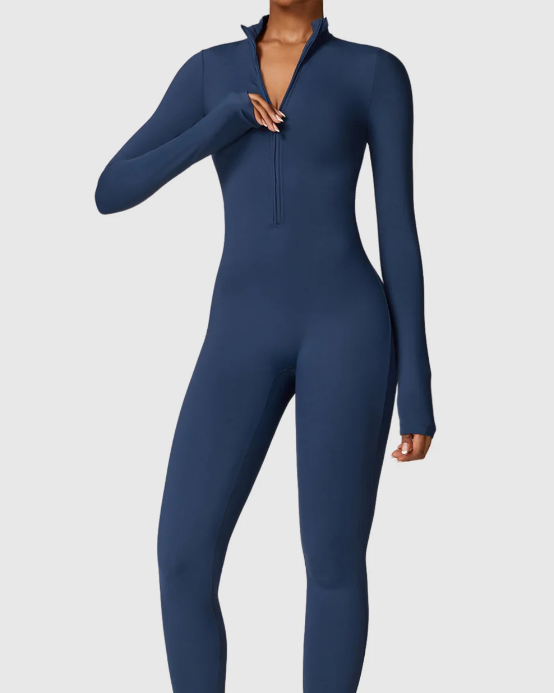 Women's Long-Sleeved Sports Jumpsuit with Zipper