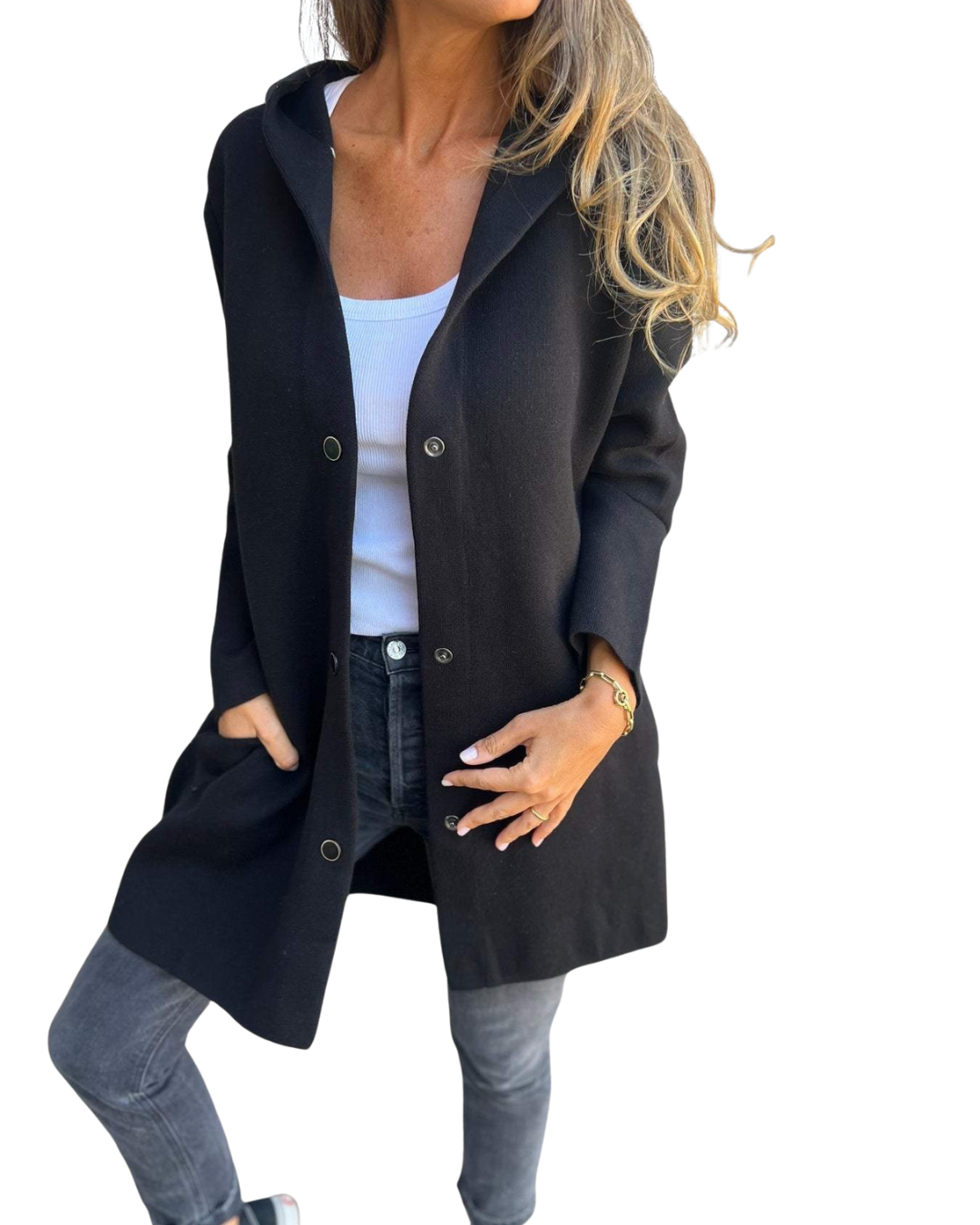 Casual Jacket with Front Buttons and Pockets