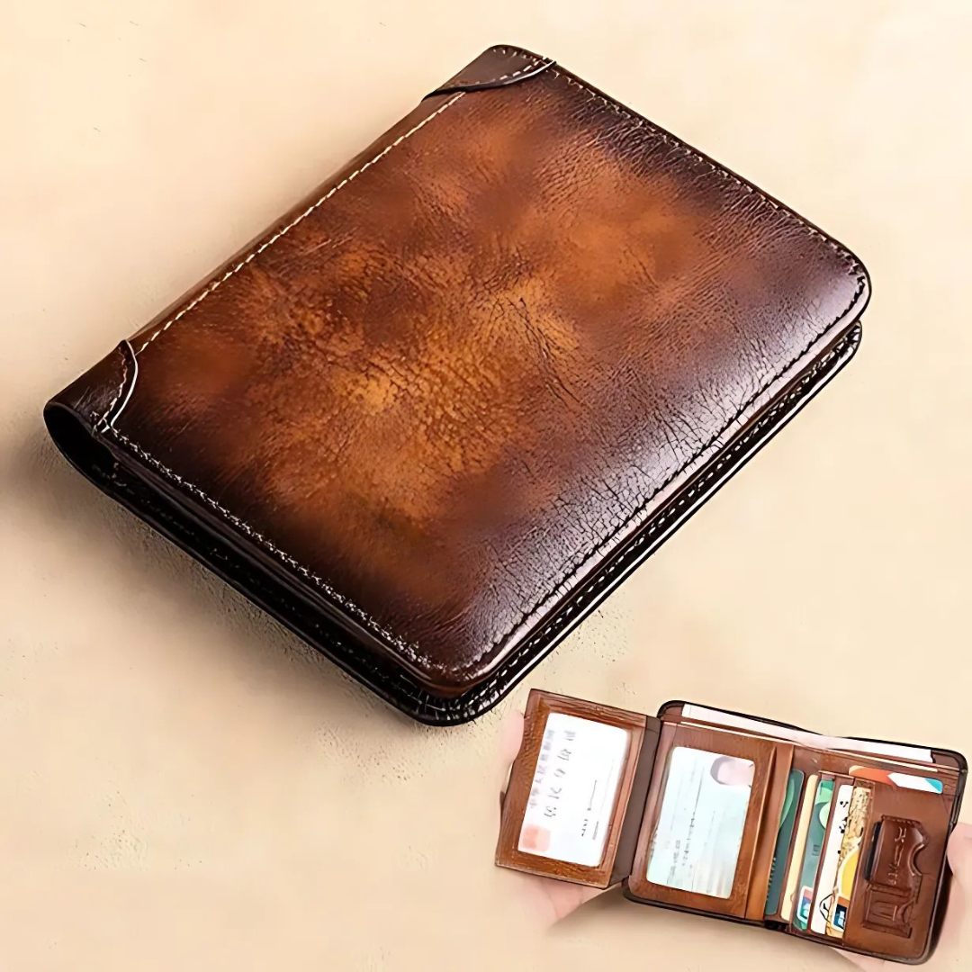 Genuine waterproof leather wallet with multifunctional RFID blocking