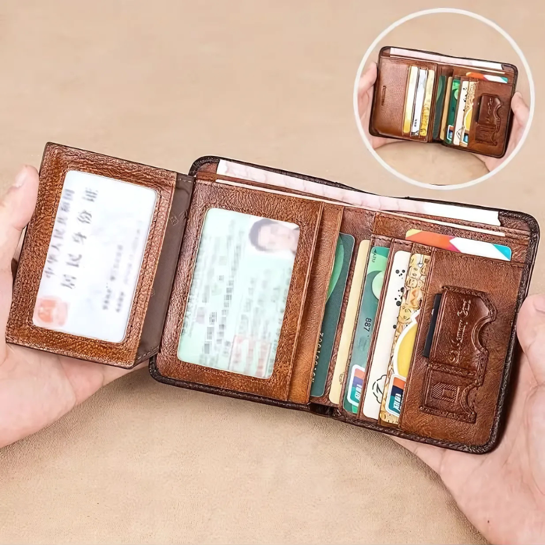 Genuine waterproof leather wallet with multifunctional RFID blocking