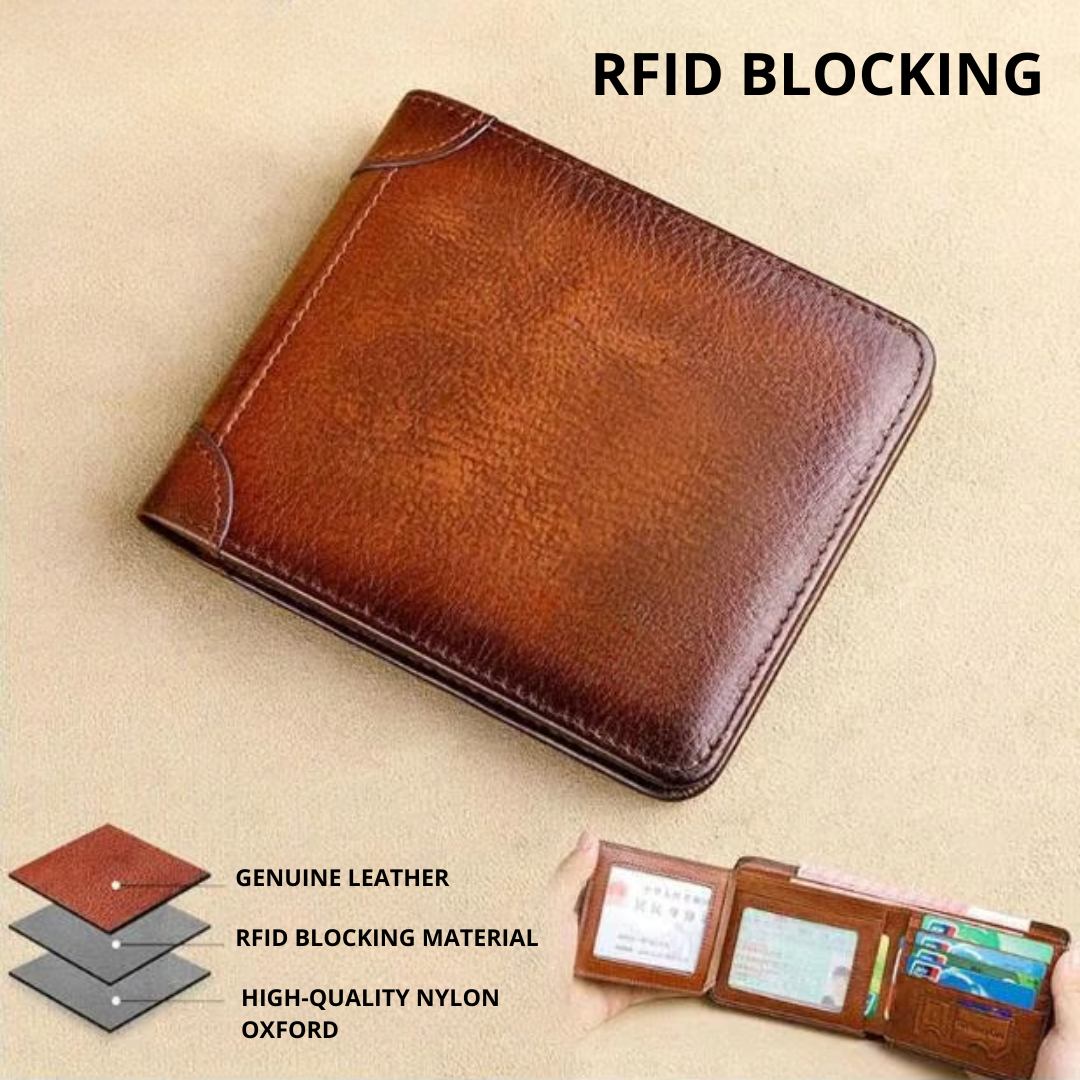 Genuine waterproof leather wallet with multifunctional RFID blocking
