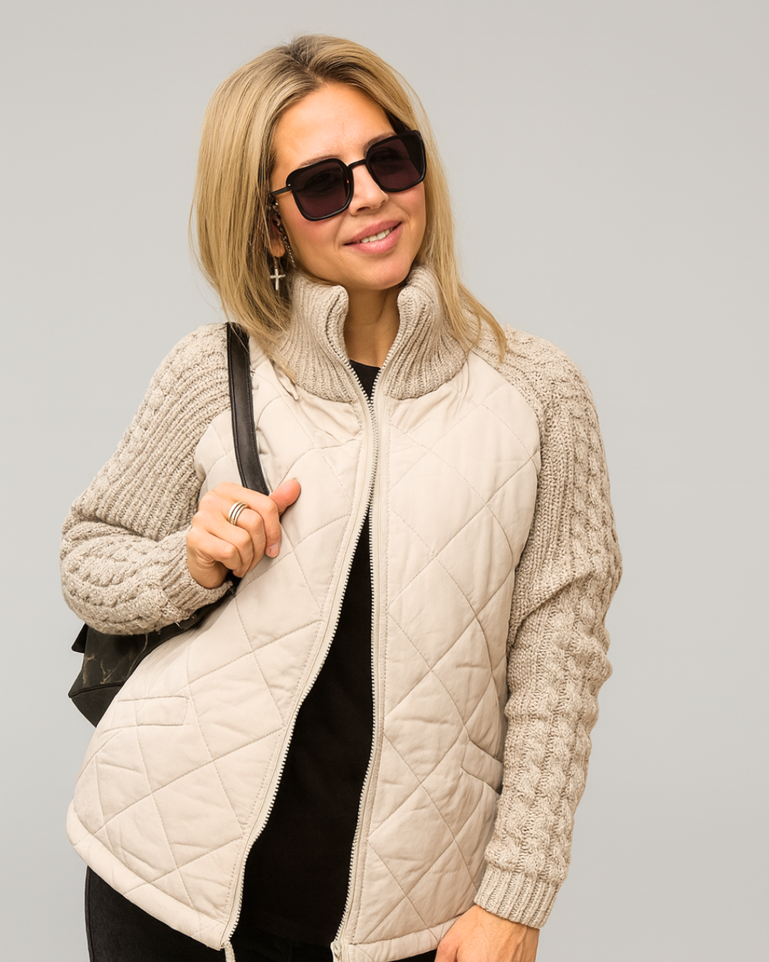 Casual long-sleeved coat with zip fastening for women