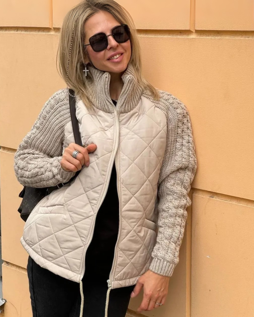 Casual long-sleeved coat with zip fastening for women