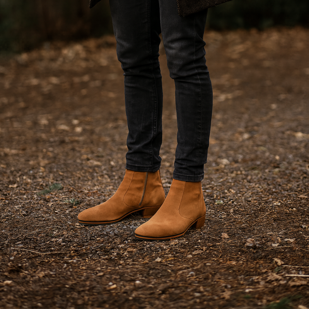 Men's canvas boots with sturdy soles