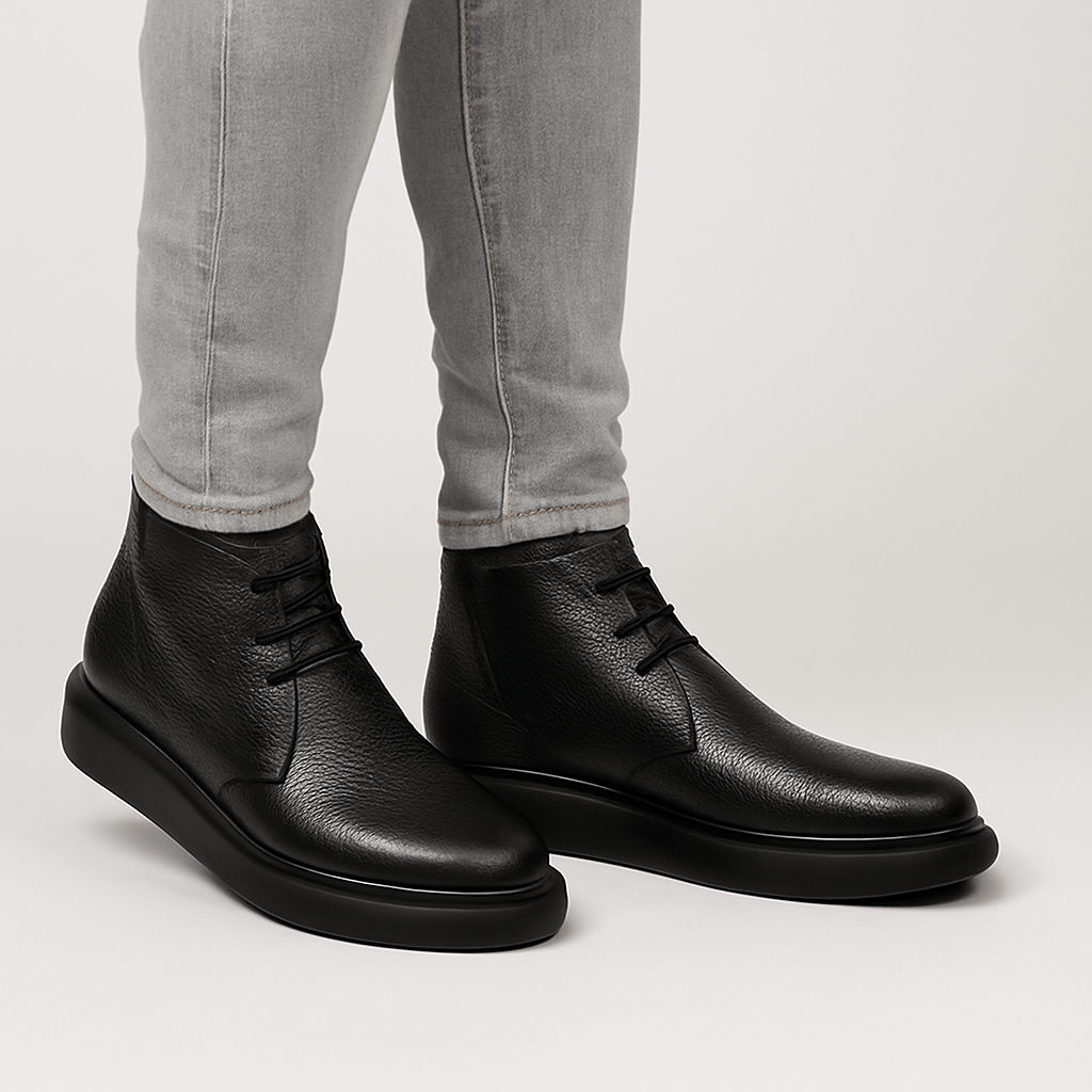 Men's Rough Textured Leather Boots